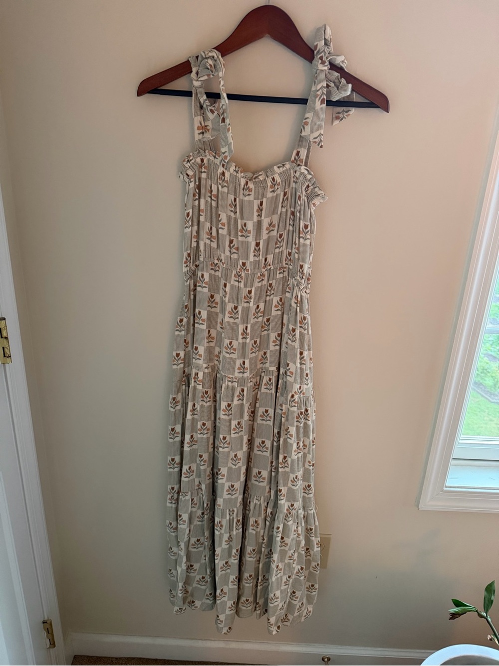 Rylee + Cru Cream Floral Tie-Shoulder Maxi Dress